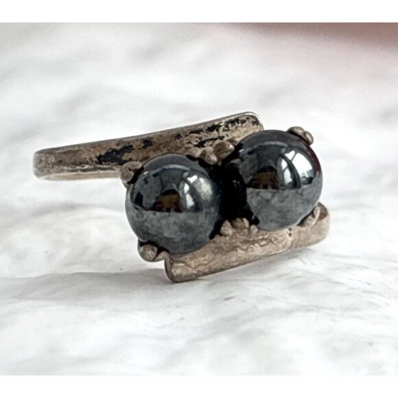 Jewelry - Tahitian Pearl Bead Accented Sterling Silver 925 Vintage Ring - sz 6.25